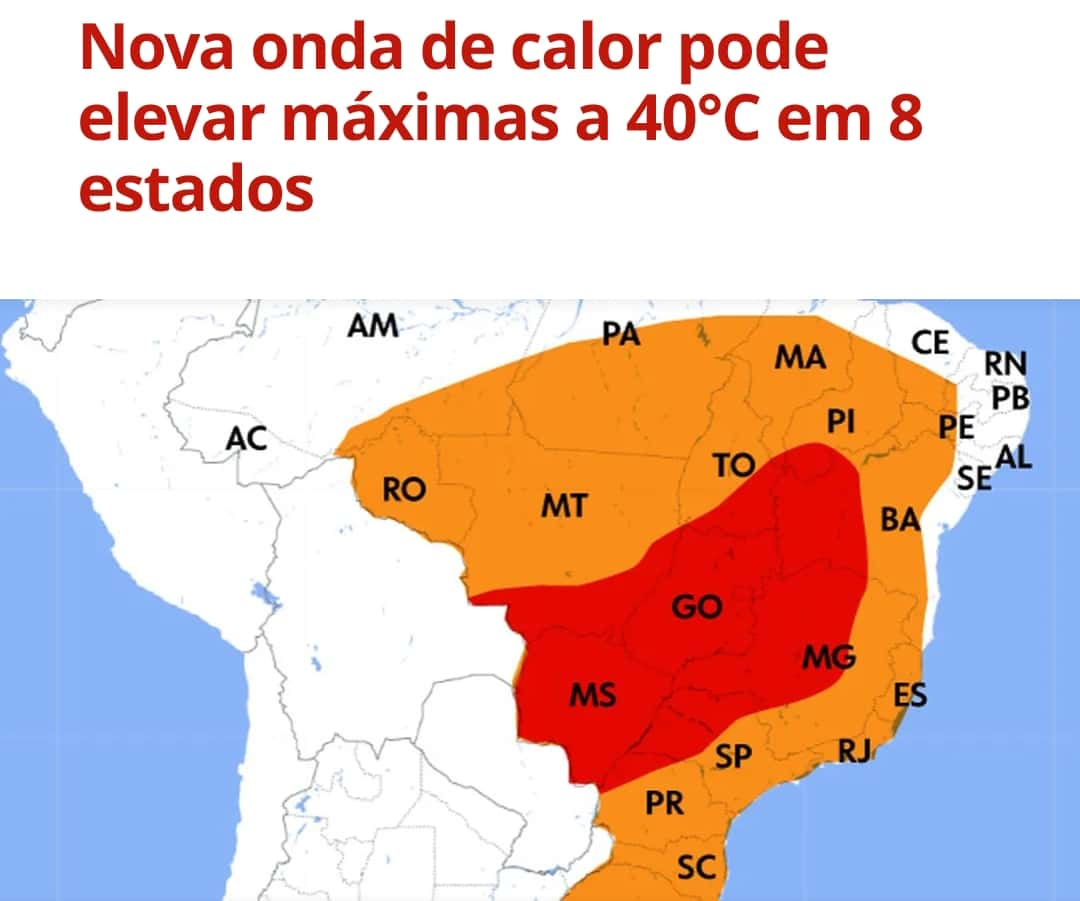 Uma nova onda de calor deve fazer subir a temperatura em pelo menos oito estados