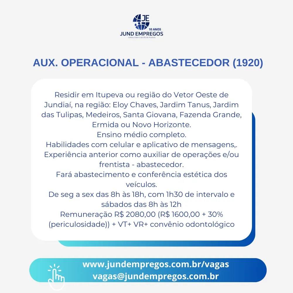 Jundempregos tem vaga para Atendente de Delivery para moradores de Itupeva 