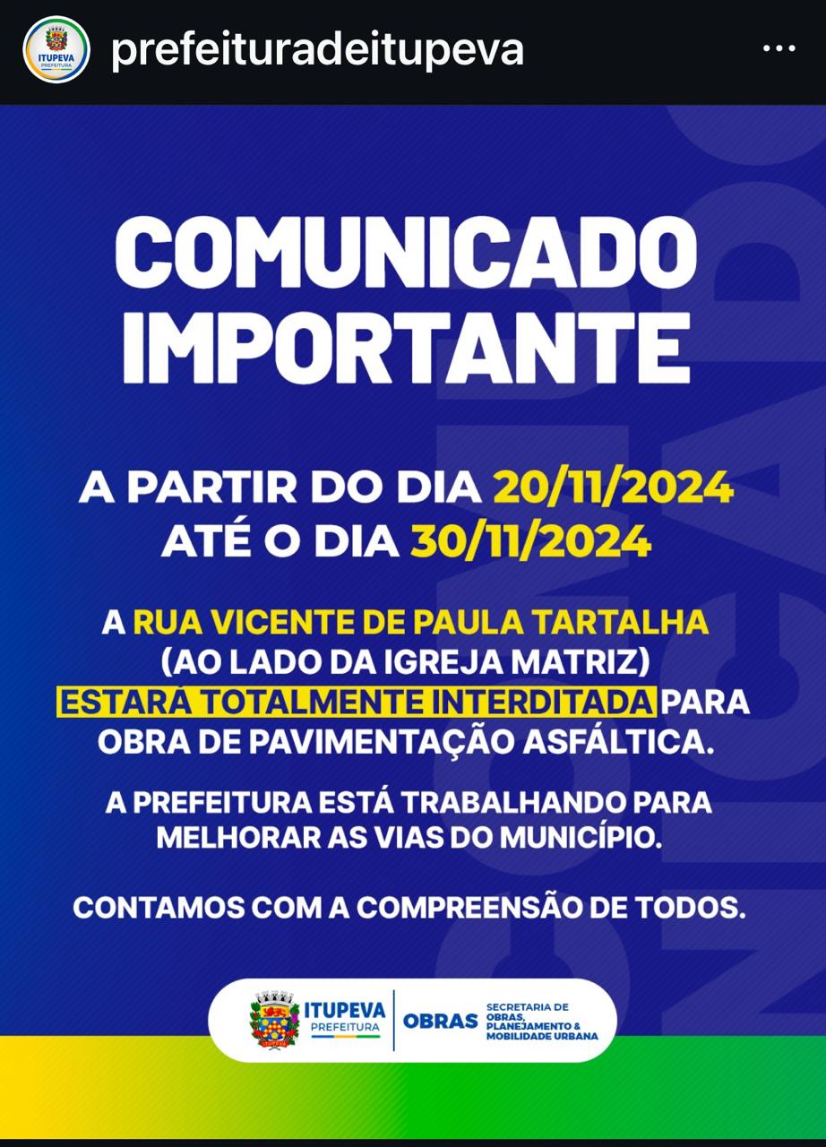 Rua ao lado da Matriz de Itupeva vai ser asfaltada sem justificativa  aparente