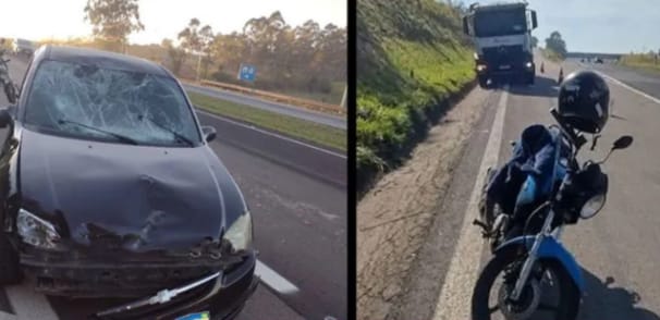 Casal morre após ser atropelado por caminhão e carro