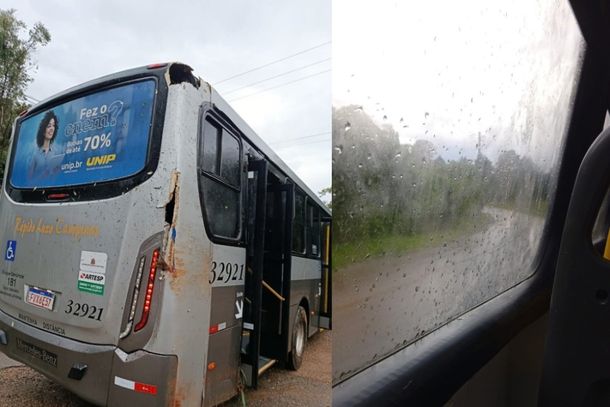  Ônibus intermunicipal perde os freios, bate e fica à margem de via na Região