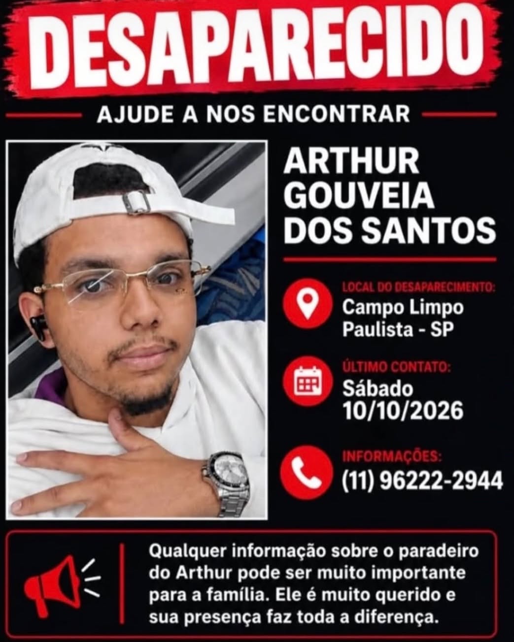 Família procura por homem desaparecido desde o dia 10